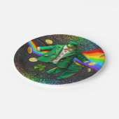 St. Patrick's Day Gold Rainbow Clover Baby Shower Pappteller (Schrägansicht)