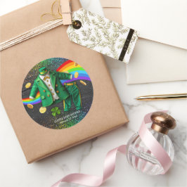 St. Patrick's Day Gold Rainbow Clover Baby Shower Runder Aufkleber