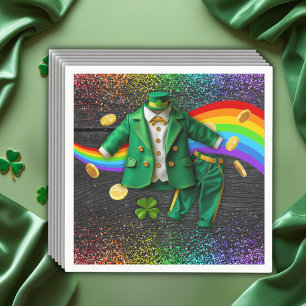 St. Patrick's Day Gold Rainbow Clover Baby Shower Serviette