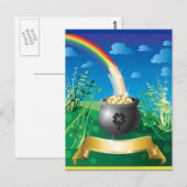 St. Patrick's Day Gold Rainbow Postkarte (Vorne/Hinten)