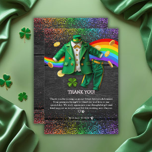 St. Patrick's Day Gold Regenbogen-Kleeblatt-Baby-P Dankeskarte