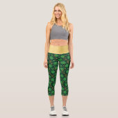 St Patricks day Gold Trefoil Kleeblatt Lucky Capri Leggings (Vorderseite)