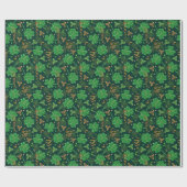 St Patricks day Gold Trefoil Kleeblatt Lucky Geschenkpapier (Flach)