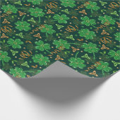 St Patricks day Gold Trefoil Kleeblatt Lucky Geschenkpapier (Ecke)