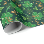 St Patricks day Gold Trefoil Kleeblatt Lucky Geschenkpapier (Rolleneckpunkt)