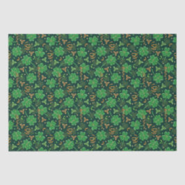 St Patricks day Gold Trefoil Kleeblatt Lucky Seidenpapier