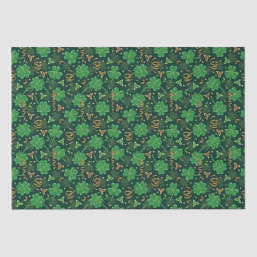 St Patricks day Gold Trefoil Kleeblatt Lucky Seidenpapier (Vorderseite)