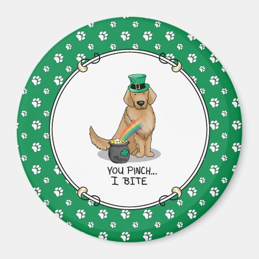 St. Patrick's Day Golden Retriever Dog Magnet (Vorne)