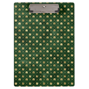 St Patricks Day Goldenes Kleeblatt Shamrock Vintag Klemmbrett