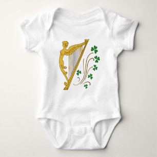 St. Patricks Day Goldharfe und Kleeblätter Baby Strampler