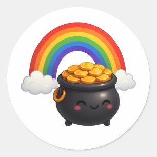 St. Patrick's Day Goldtopf-Aufkleber Runder Aufkleber
