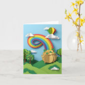 St. Patrick's Day Goldtopf-Regenbogen-Papierschere Karte (Gelbe Blume)