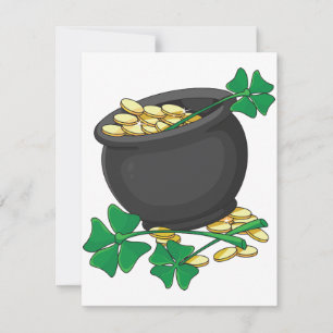 St. Patricks Day Goldtopf und Glückskleeblätter Einladung