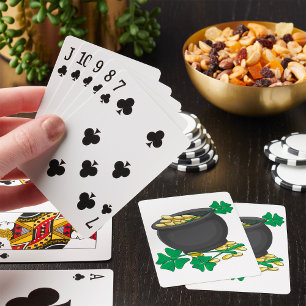 St. Patricks Day Goldtopf und Glückskleeblätter Spielkarten
