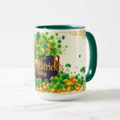 St. Patrick's Day Goldtopf und Kleeblatt Tasse (VorderseiteRechts)