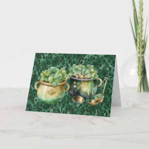 St. Patricks Day Goldtöpfe Irische Kleeblätter Karte