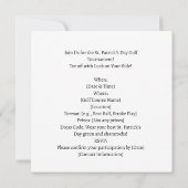 St. Patrick's Day Golf Turnier Einladung (Rückseite)