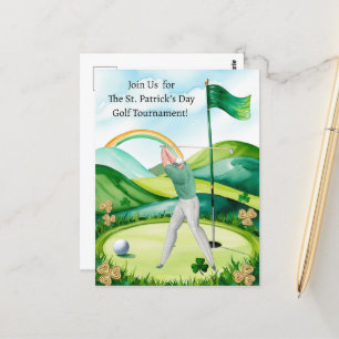 St. Patrick's Day Golf Turnier Einladung Postkarte