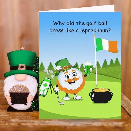St. Patrick's Day Golfball Leprechaun Rätsel Karte