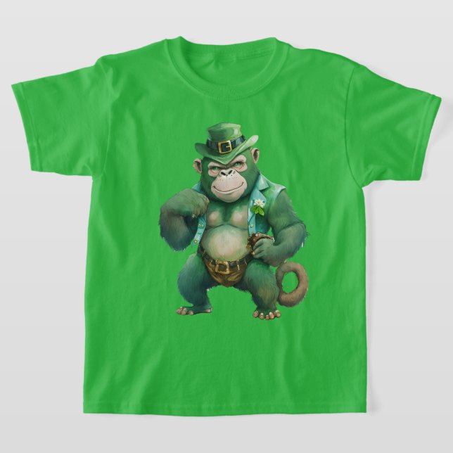 St. Patrick's Day Gorilla T-Shirt (Laydown)