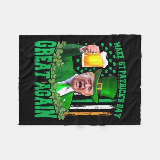 St. Patrick's Day Great Again Funny Trump 3 Fleecedecke (Vorderseite (Horizontal))