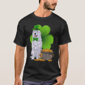 St Patrick's Day Great Pyrenäen Kleeblatt Haustier T-Shirt (Vorderseite)
