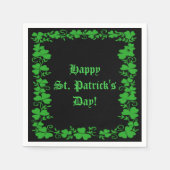 St. Patrick's Day Green and Black Kleeblatt Napkin Serviette (Vorderseite)