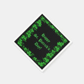 St. Patrick's Day Green and Black Kleeblatt Napkin Serviette (Ecke)