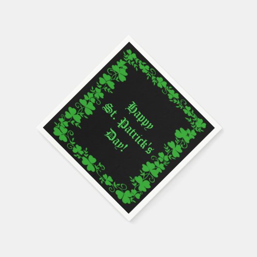 St. Patrick's Day Green and Black Kleeblatt Napkin Serviette (Ecke)