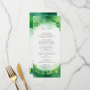 St. Patrick's Day Green Aquarell Hochzeitsmenü Menükarte