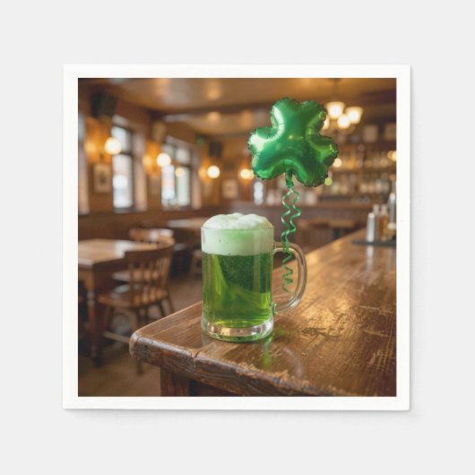 St. Patrick's Day Green Beer and Balloon Serviette (Vorderseite)