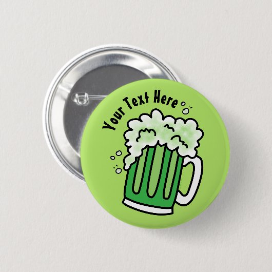 St Patrick's Day Green Beer Button (Vorne & Hinten)