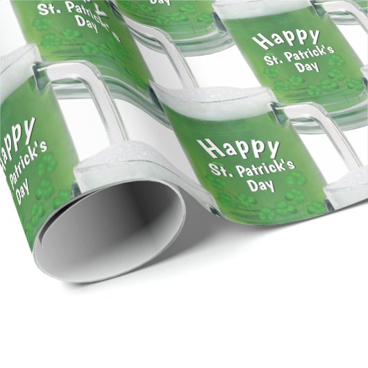St. Patrick's Day Green Beer Geschenkpapier (Rolleneckpunkt)