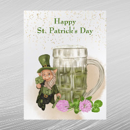 St Patricks Day Green Beer Leprechaun Clou Feiertagspostkarte