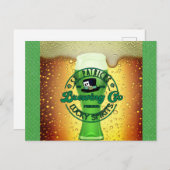 St Patricks Day Green Beer Lucky Spirits Irish Postkarte (Vorne/Hinten)
