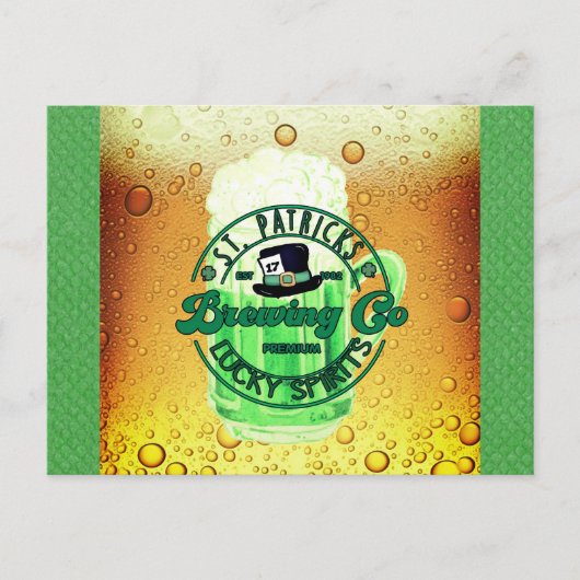 St Patricks Day Green Beer Lucky Spirits Irish Postkarte (Vorderseite)