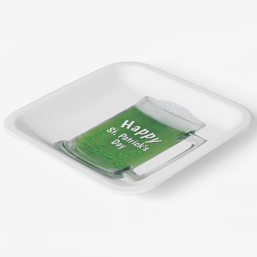 St. Patrick's Day Green Beer Pappteller (Gewinkelt)