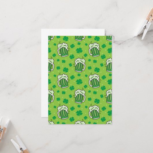 St Patrick's Day Green Beer Pattern Karte (Vorderseite/Rückseite Beispiel)