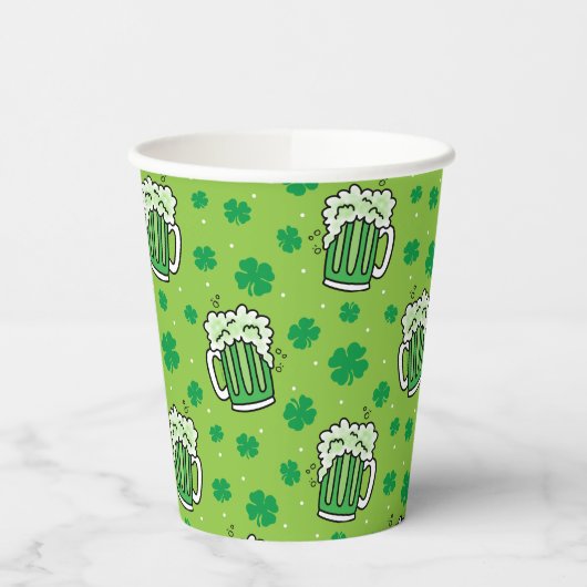 St Patrick's Day Green Beer Pattern Pappbecher (Links)