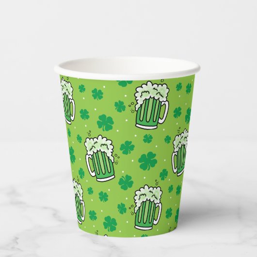 St Patrick's Day Green Beer Pattern Pappbecher (Vorderseite)