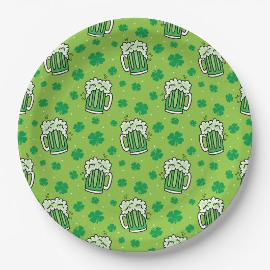 St Patrick's Day Green Beer Pattern Pappteller (Vorderseite)