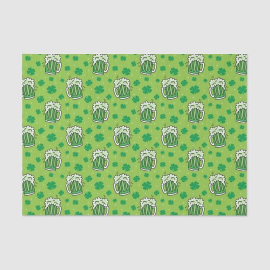 St Patrick's Day Green Beer Pattern Seidenpapier (Vorderseite)