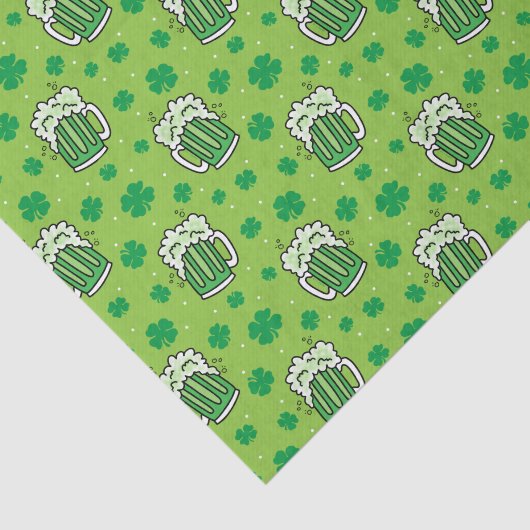 St Patrick's Day Green Beer Pattern Seidenpapier (Ausschnitt)