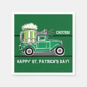 St Patrick's Day Green Beer Vintag Truck Serviette