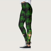St. Patrick's Day Green & Black Kleeblatts Muster Leggings (Links)