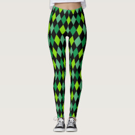 St. Patrick's Day Green Black Pattern Fun Leggings