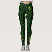 St Patrick's Day Green & Black Personalize Text Leggings (Vorderseite)