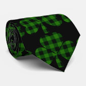 St. Patrick's day green black plaidvshamrocks Krawatte (Gerollt)