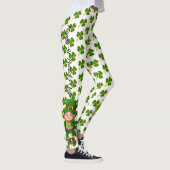 St Patrick's Day Green Clover auf hellen Weiß Leggings (Rechts)