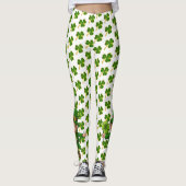 St Patrick's Day Green Clover auf hellen Weiß Leggings (Vorderseite)